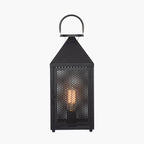 Folkstone Matt Black Metal Punched Lantern Table Lamp