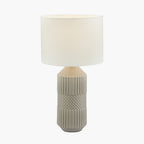 Meribel Grey Geo Textured Tall Ceramic Table Lamp