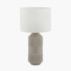 Meribel Grey Geo Textured Tall Ceramic Table Lamp