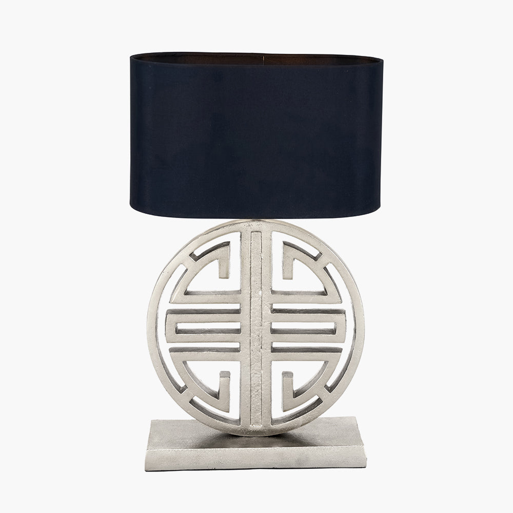Orla Shiny Silver Metal Statement Circle Table Lamp Base