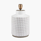 Malone Textured White Squares Design Stoneware Table Lamp Base