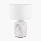 Malone Textured White Squares Design Stoneware Table Lamp Base
