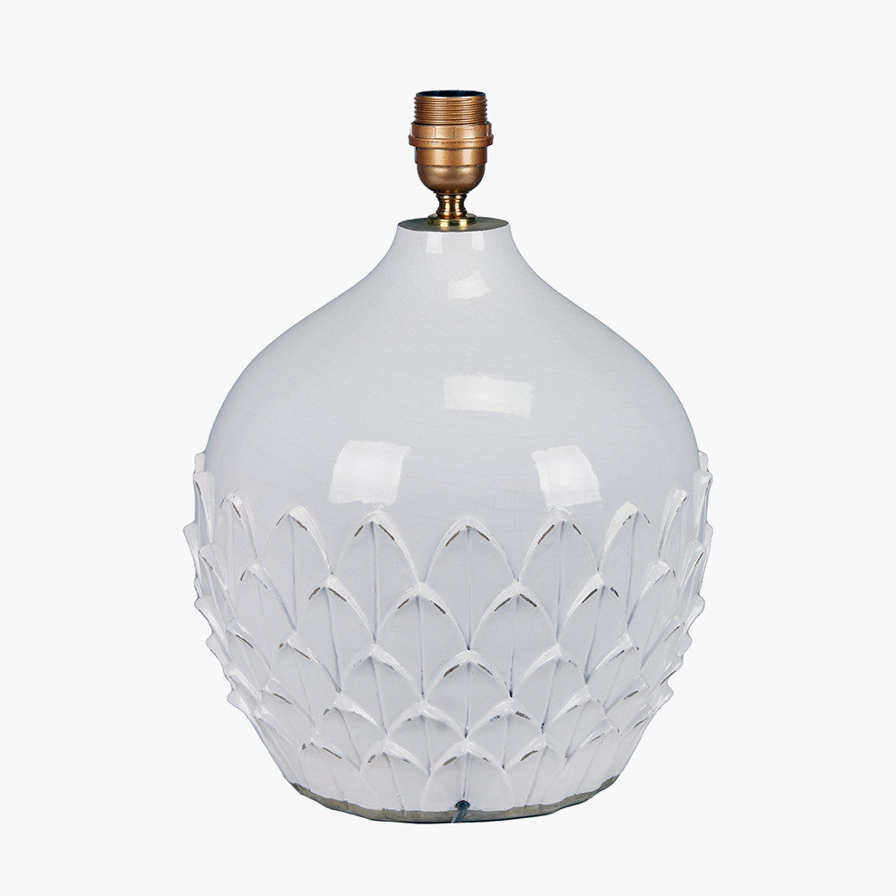 Willow White Leaf Detail Stoneware Table Lamp Base