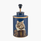 Cat Blue Hand Painted Metal Table Lamp Base