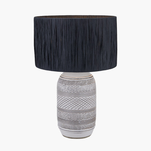 Kira White and Black Textured Stoneware Table Lamp Base