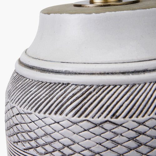 Kira White and Black Textured Stoneware Table Lamp Base