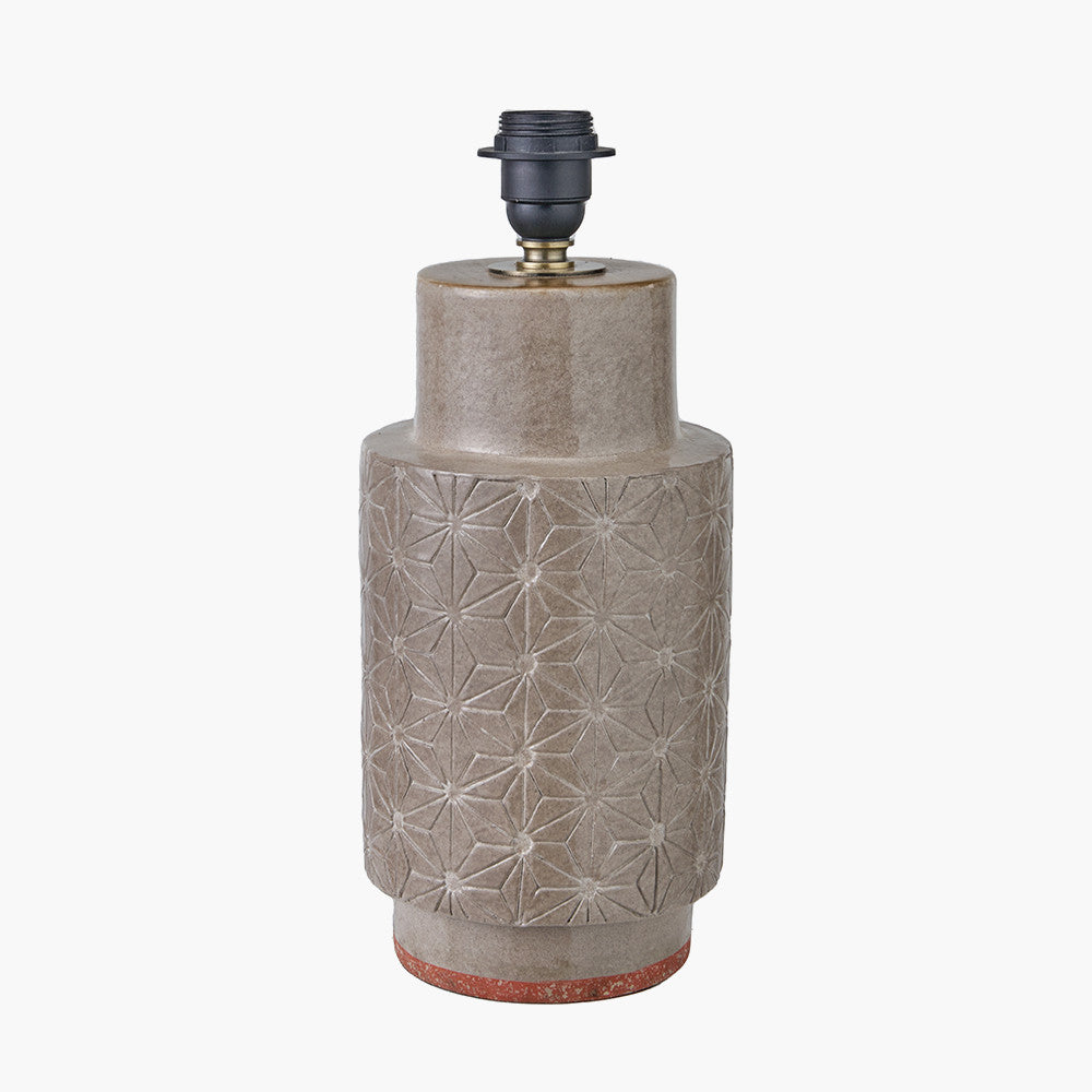 Sidra Grey Stoneware Etch Detail Table Lamp Base