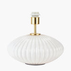 Emilia White Ribbed Glass and Gold Metal Oval Table Lamp Base