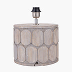 Cezara Embossed Grey Wood Wide Table Lamp Base