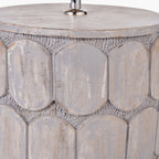 Cezara Embossed Grey Wood Wide Table Lamp Base