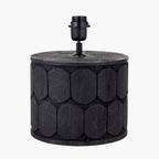 Cezara Embossed Black Wood Wide Table Lamp Base