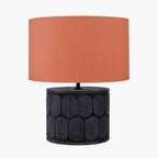 Cezara Embossed Black Wood Wide Table Lamp Base