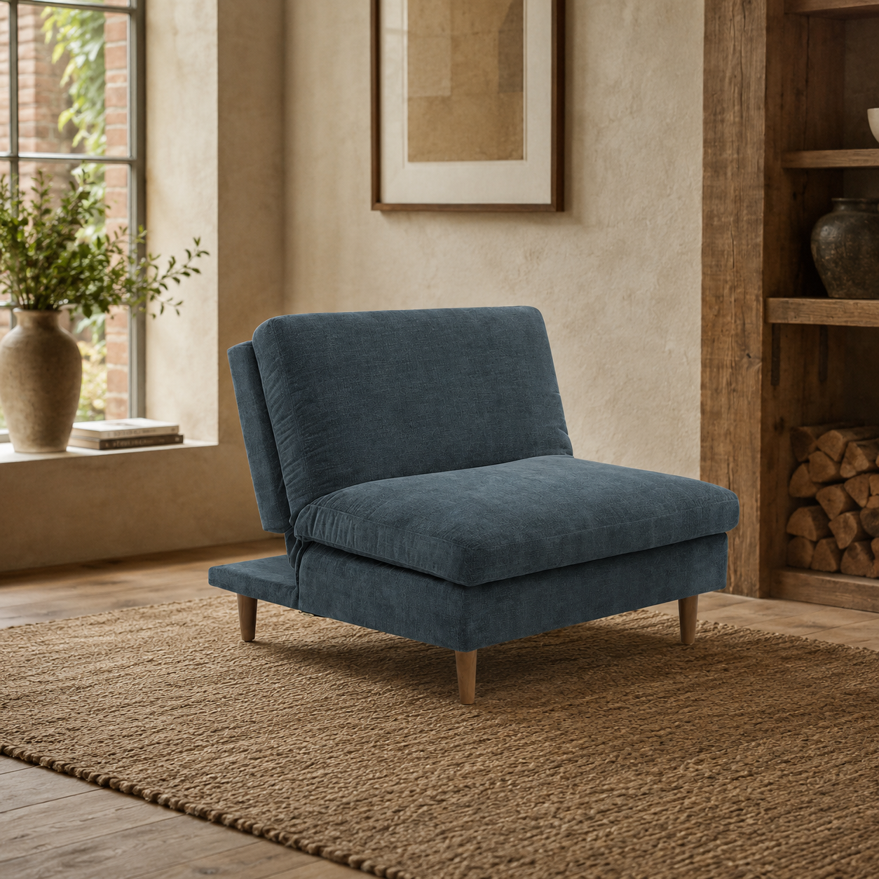 Eryx Navy Chenille Scott Click Clack Chair