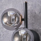 Blair Smoke Glass Ball and Black Metal Wall Light