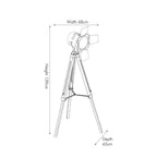 Hereford Grey Wood and Silver Metal Film Tripod Floor Lamp