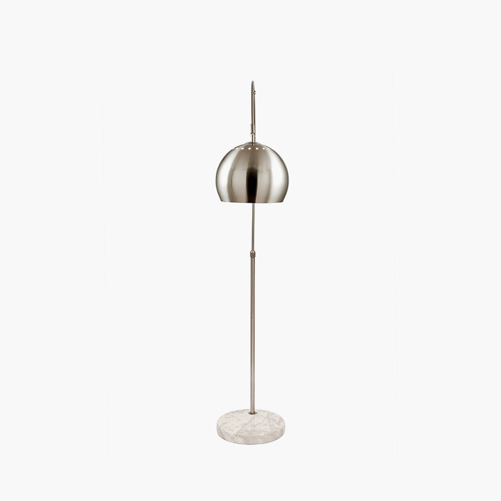 FelicianiÂ Brushed Silver Metal and White Marble Floor Lamp