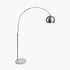 FelicianiÂ Brushed Silver Metal and White Marble Floor Lamp