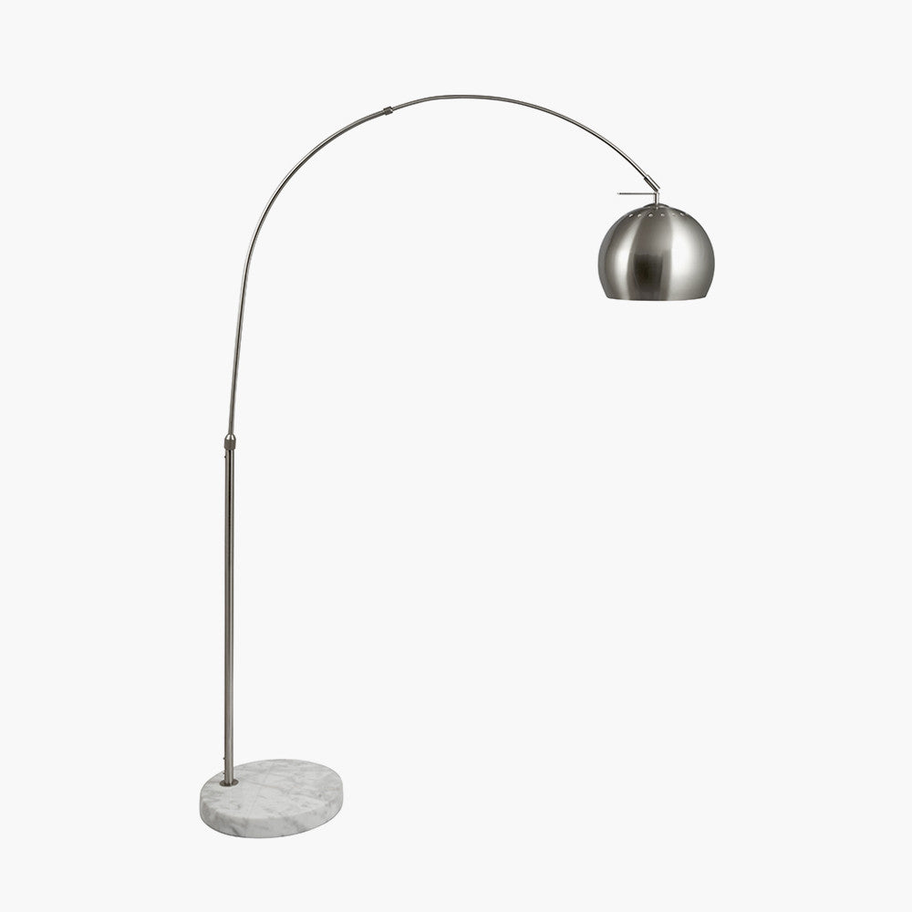 FelicianiÂ Brushed Silver Metal and White Marble Floor Lamp