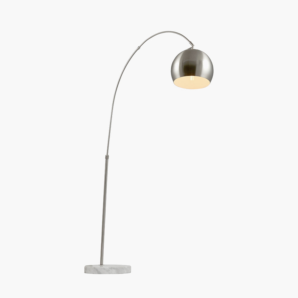 FelicianiÂ Brushed Silver Metal and White Marble Floor Lamp