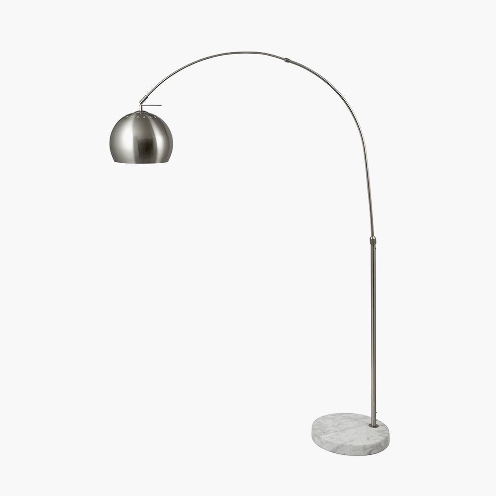 FelicianiÂ Brushed Silver Metal and White Marble Floor Lamp