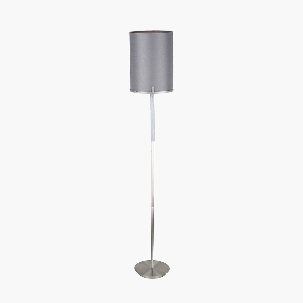 Midland Brushed Nickel and Grey Marble Effect Floor Lamp