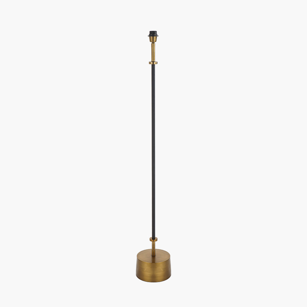 Antoine Black Croc and Antique Brass Metal Floor Lamp Base