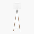 Vali Silver Metal and Grey Wood Grain Tripod Floor Lamp