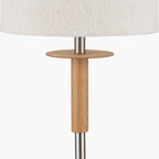 Bonham Natural Wood Veneer and Silver Metal Floor Lamp