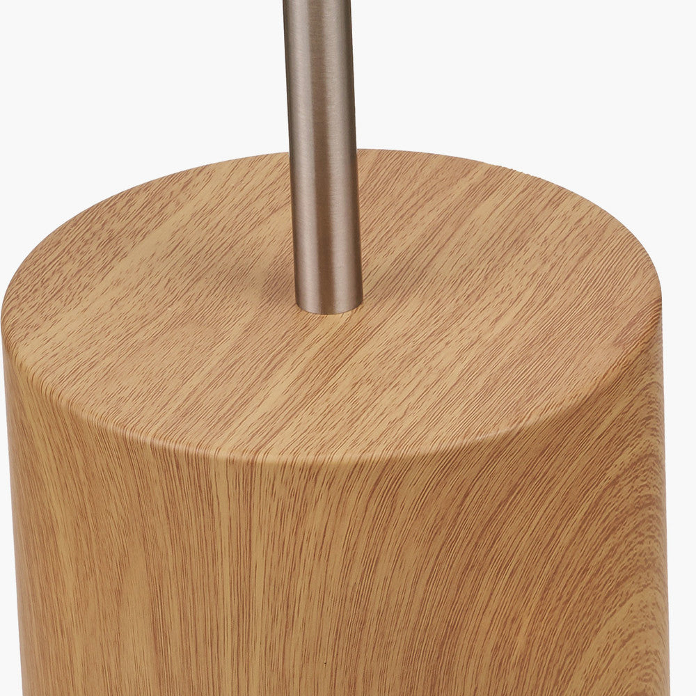 Bonham Natural Wood Veneer and Silver Metal Floor Lamp