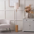 Bonham Natural Wood Veneer and Silver Metal Floor Lamp
