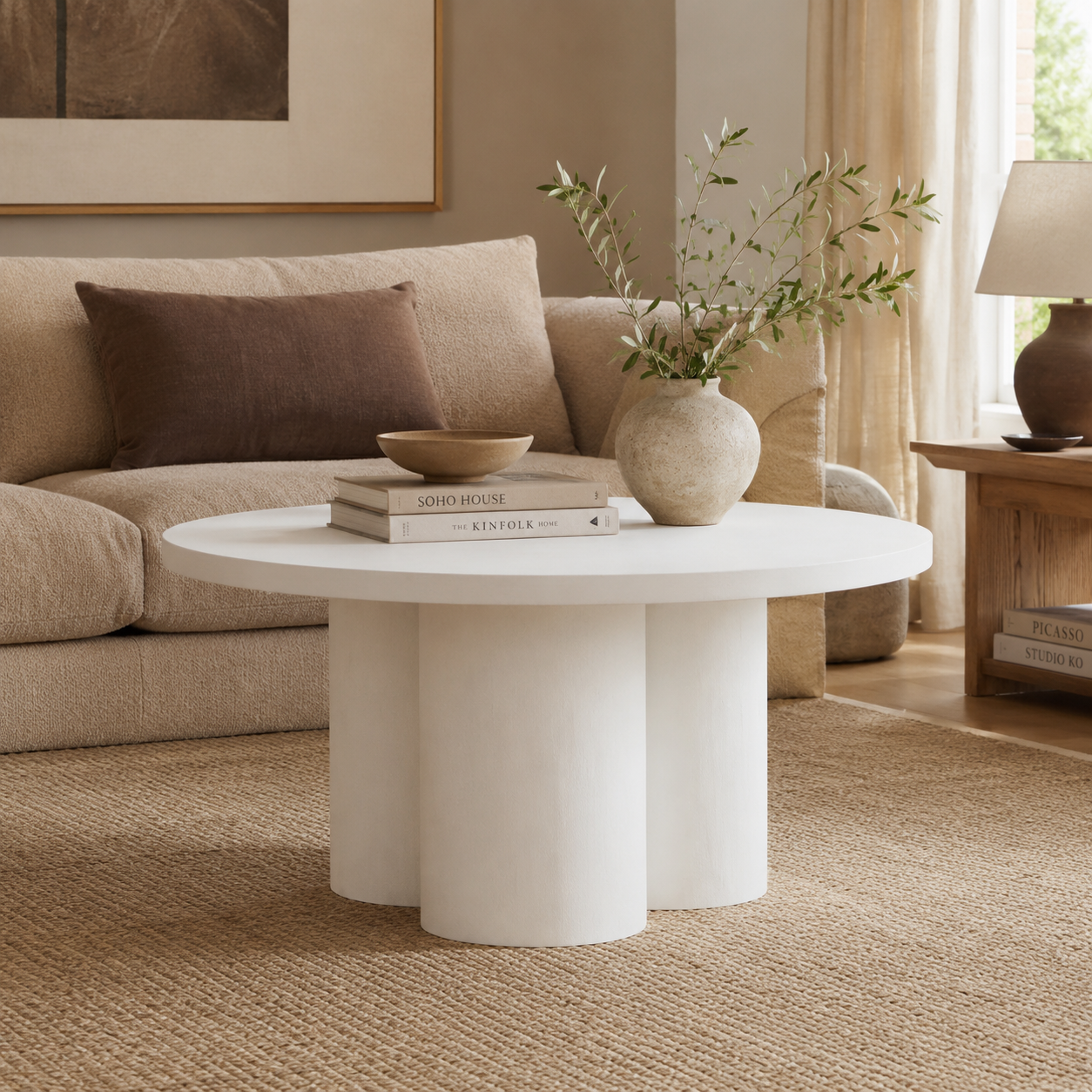 Walsa Whitewash Mango Wood Column Detail Coffee Table