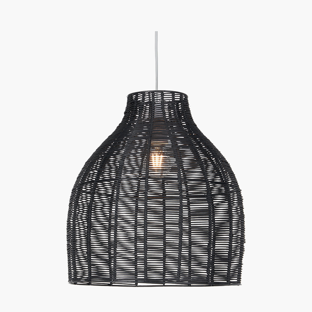 Caswell Black Rattan Cloche Pendant