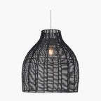 Caswell Black Rattan Cloche Pendant