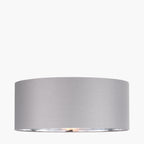 Elin 55cm Steel Grey Poly Cotton and Silver Lining Cylinder Shade