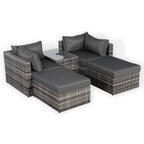 Nest Garden Lounger Set - Modular Chaise Sofa with Side Table & 2 Footstools - Includes Free Rain Cover