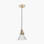 Lenox Conical Ribbed Glass with Antique Brass Fitting Elec Pendant