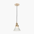 Lenox Conical Ribbed Glass with Antique Brass Fitting Elec Pendant