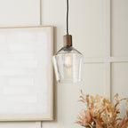 Bexley Clear Glass with Antique Brass Fitting Elec Pendant