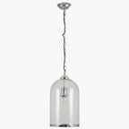 Cloche Clear Glass and Silver Pendant