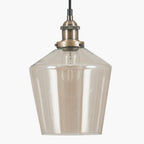 Emmanuelle Antique Brass Metal and Lustre Glass Pendant