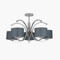 Arcadia Silver Metal Curved 5 Arm Semi Flush Pendant