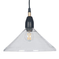 Canton Matt Black Metal and Glass Cone Pendant