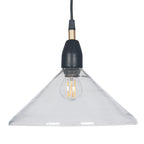 Canton Matt Black Metal and Glass Cone Pendant