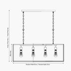 Llewellyn Matt Black Metal and Glass 4 Bulb Pendant