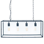 Llewellyn Matt Black Metal and Glass 4 Bulb Pendant