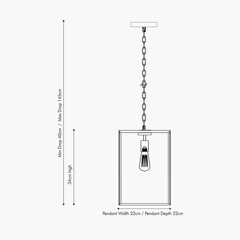 Llewellyn Matt Black Metal and Glass Pendant
