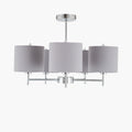 Plaza Silver Metal and Grey Linen 5 Arm Pendant
