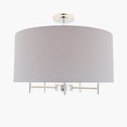 Plaza Silver Metal and Grey Linen Pendant