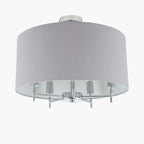 Plaza Silver Metal and Grey Linen Pendant