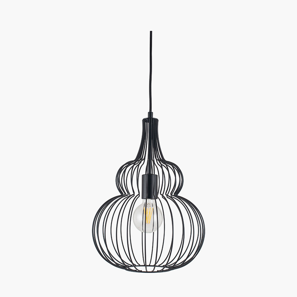 Dania Matt Black Metal Shaped Wire Pendant